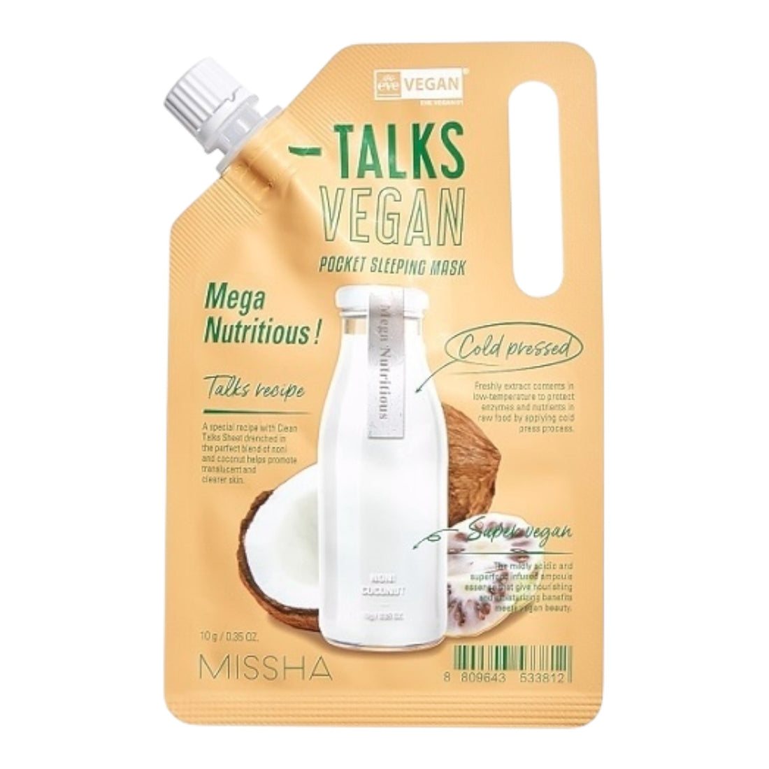 Missha vegan pocket sleeping mask packaging with text and branding. iceland