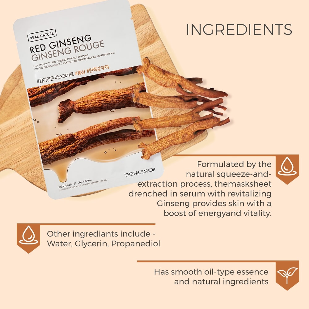 THE FACE SHOP Real Nature Face Mask With Red Ginseng Extract