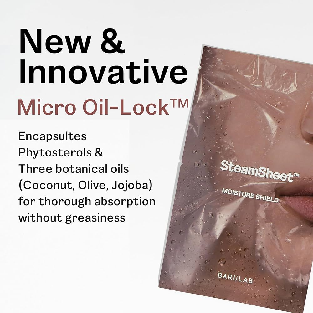 SteamSheet with text about Micro Oil-Lock technology and ingredients