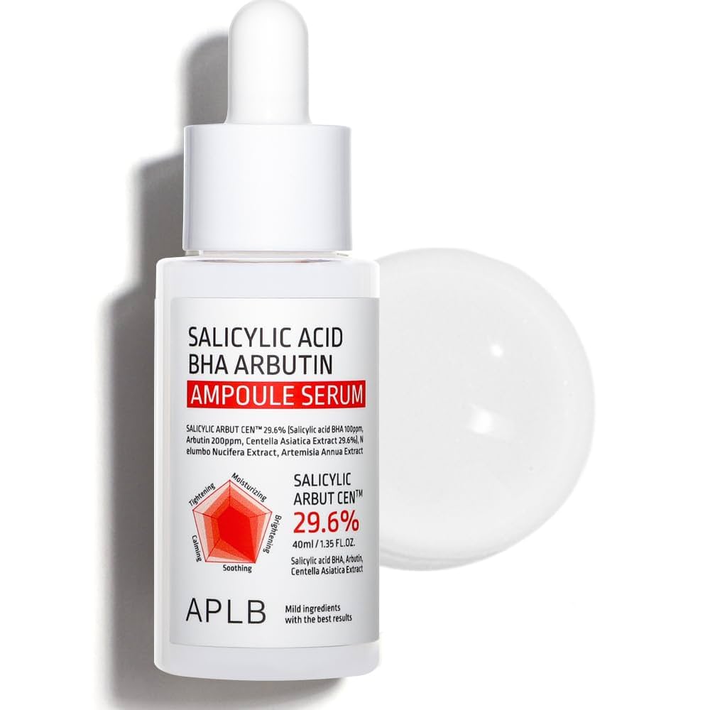 Salicylic Acid BHA Arbutin Ampoule Serum bottle with dropper on a white background