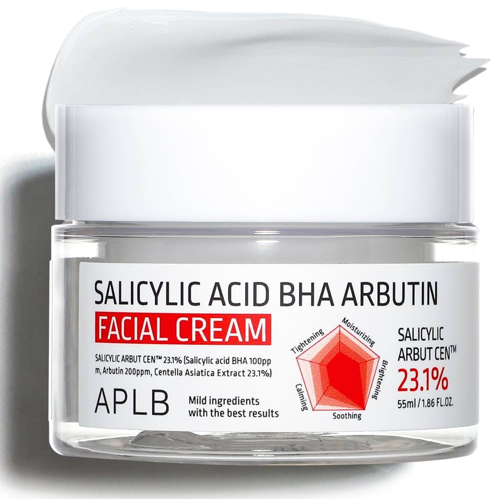 Jar of Salicylic Acid BHA Arbutin Facial Cream with label on a white background
