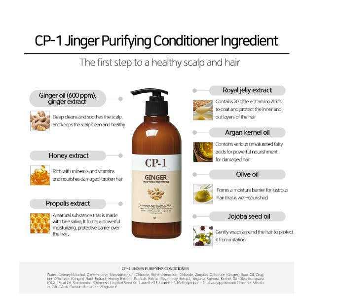 CP-1 Ginger Purifying Conditioner with ingredients listed on a white background