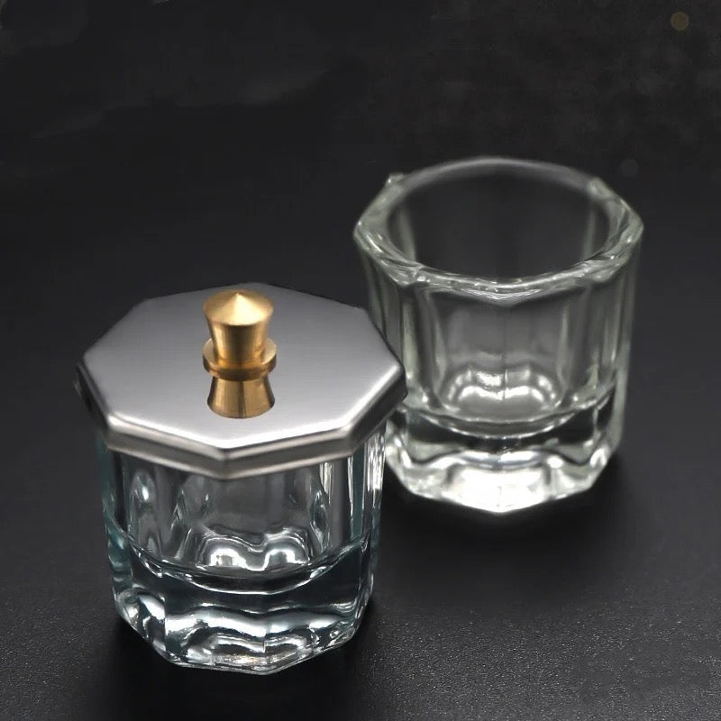 Clear Glass Dappen With Metal Lid - LB BEAUTY 