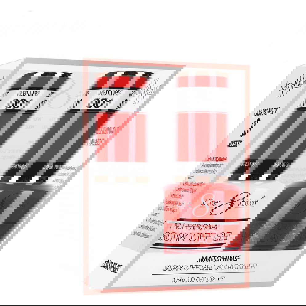 Cre8tion Matching Color Gel & Nail Lacquer 01 Red Lips - LB BEAUTY 