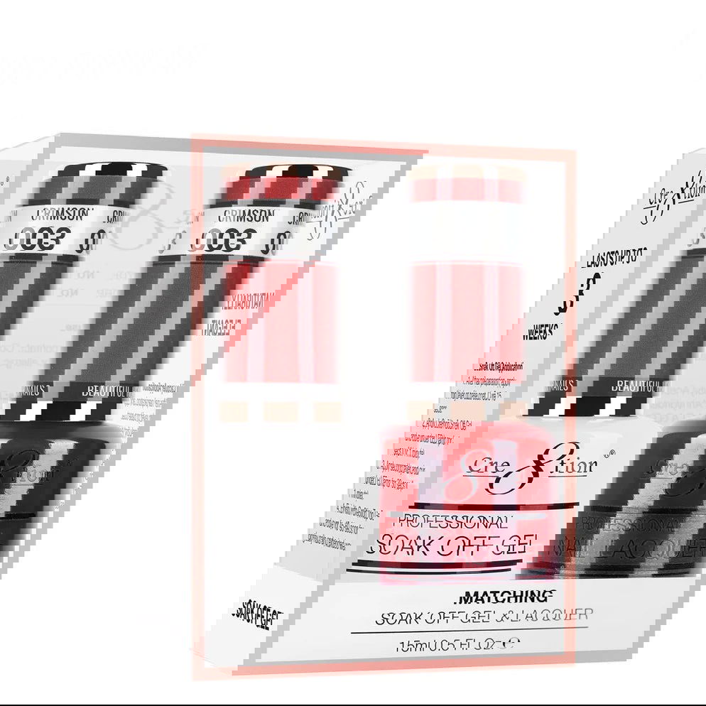 Cre8tion Matching Color Gel & Nail Lacquer 03 Crimson - LB BEAUTY 