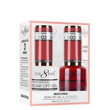 Cre8tion Matching Color Gel & Nail Lacquer 03 Crimson - LB BEAUTY 
