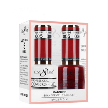Cre8tion Matching Color Gel & Nail Lacquer 05 Plum Wine - LB BEAUTY 