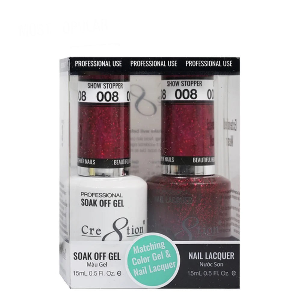 Cre8tion Matching Color Gel & Nail Lacquer 08 Show Stopper - LB BEAUTY 