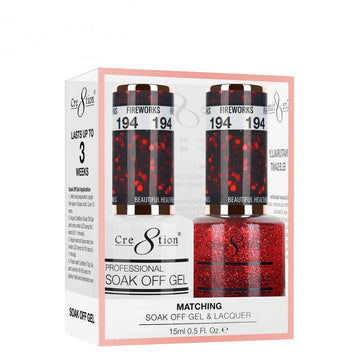 Cre8tion Matching Color Gel & Nail Lacquer 194 Fireworks - LB BEAUTY 