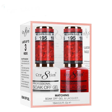 Cre8tion Matching Color Gel & Nail Lacquer 195 Mrs Santa Claus - LB BEAUTY 