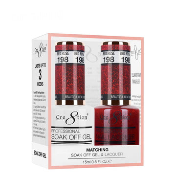 Cre8tion Matching Color Gel & Nail Lacquer 198 Red Rose - LB BEAUTY 