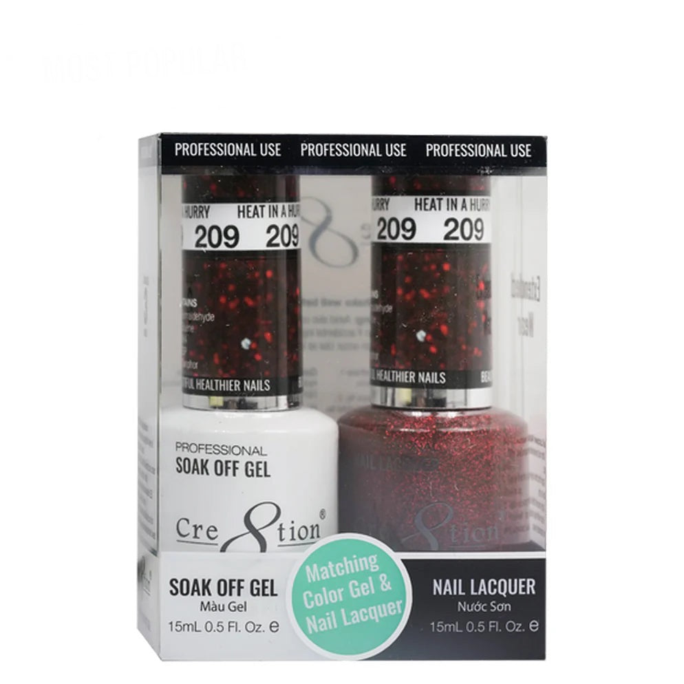 Cre8tion Matching Color Gel & Nail Lacquer 209 Heat In A Hurry - LB BEAUTY 