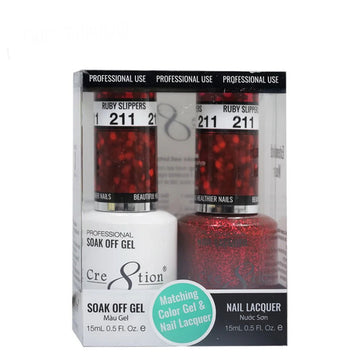 Cre8tion Matching Color Gel & Nail Lacquer 211 Ruby Slippers - LB BEAUTY 