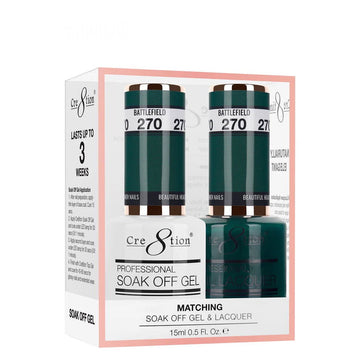 Cre8tion Matching Color Gel & Nail Lacquer 270 Battlefield - LB BEAUTY 