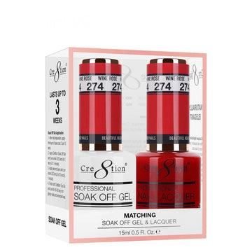 Cre8tion Matching Color Gel & Nail Lacquer 274 Wine Rose - LB BEAUTY 