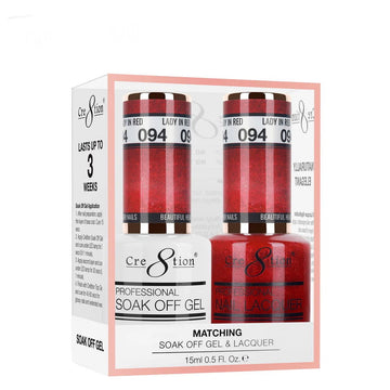 Cre8tion Matching Color Gel & Nail Lacquer 94 Lady In Red - LB BEAUTY 