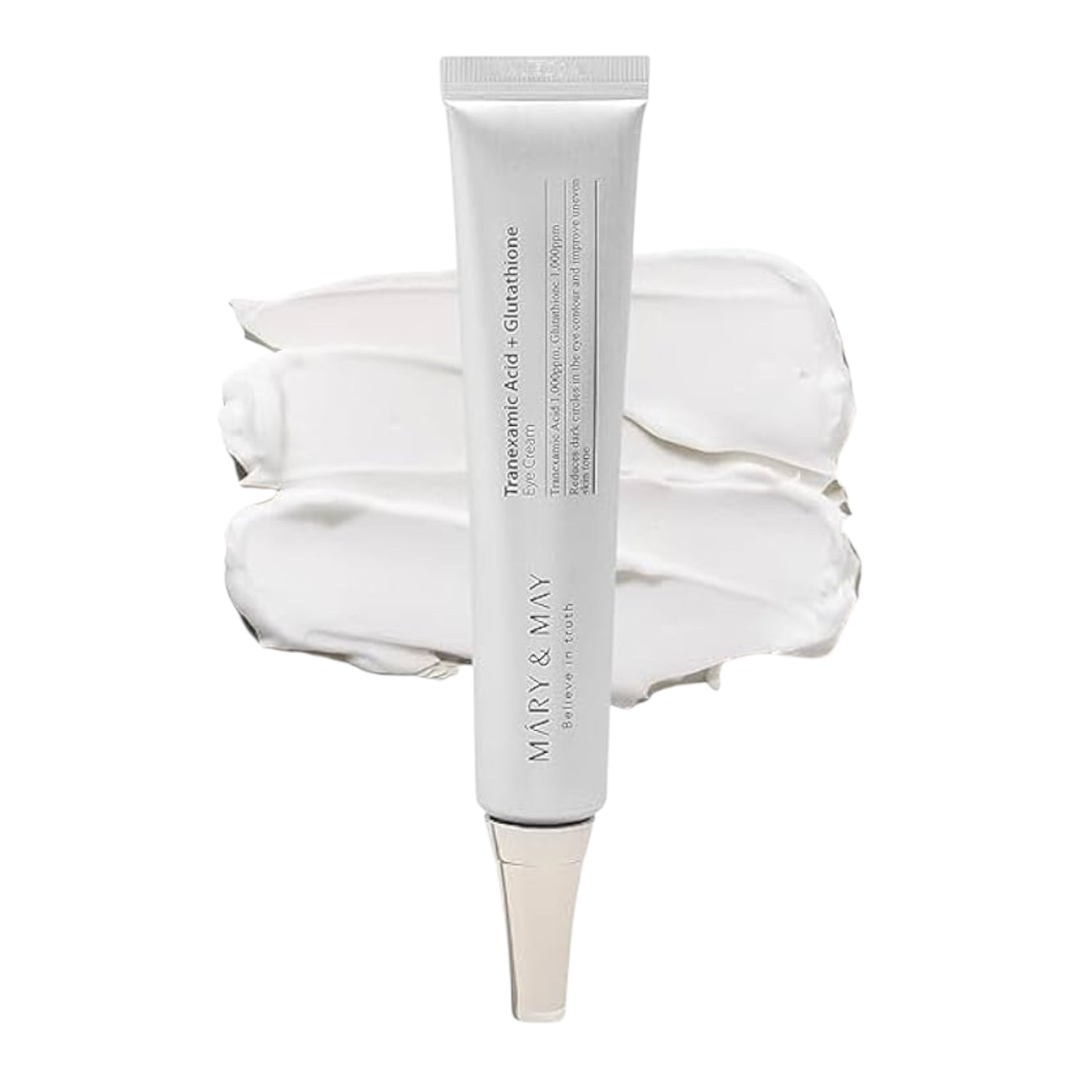 Skincare tube with white cream swatch on a white background.iceland
