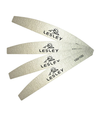 Lesley Half Moon Nail File Grey 100/100 - LB BEAUTY 