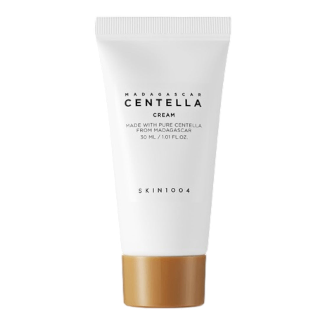 Skincare cream tube labeled 'Madagascar Centella Cream' by SKIN1004 on a white background