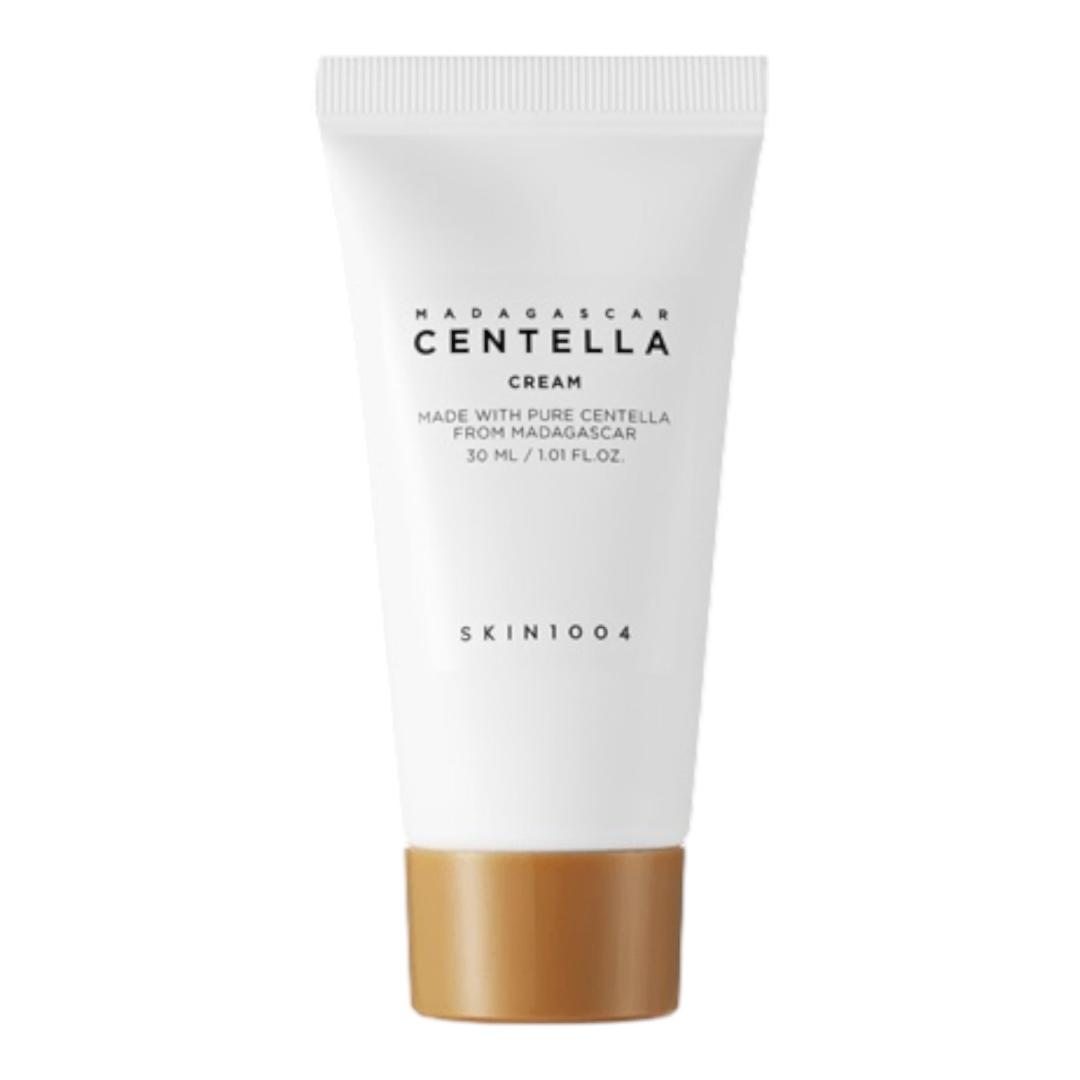 Skincare cream tube labeled 'Madagascar Centella Cream' by SKIN1004 on a white background