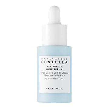 SKIN1004 Madagascan Centella Hyalu-Cica Blue Serum bottle on a white background