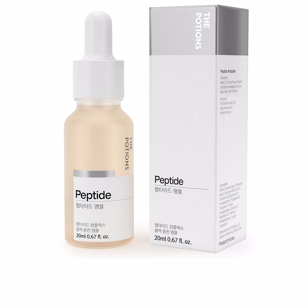 Peptide serum bottle and packaging on a white background